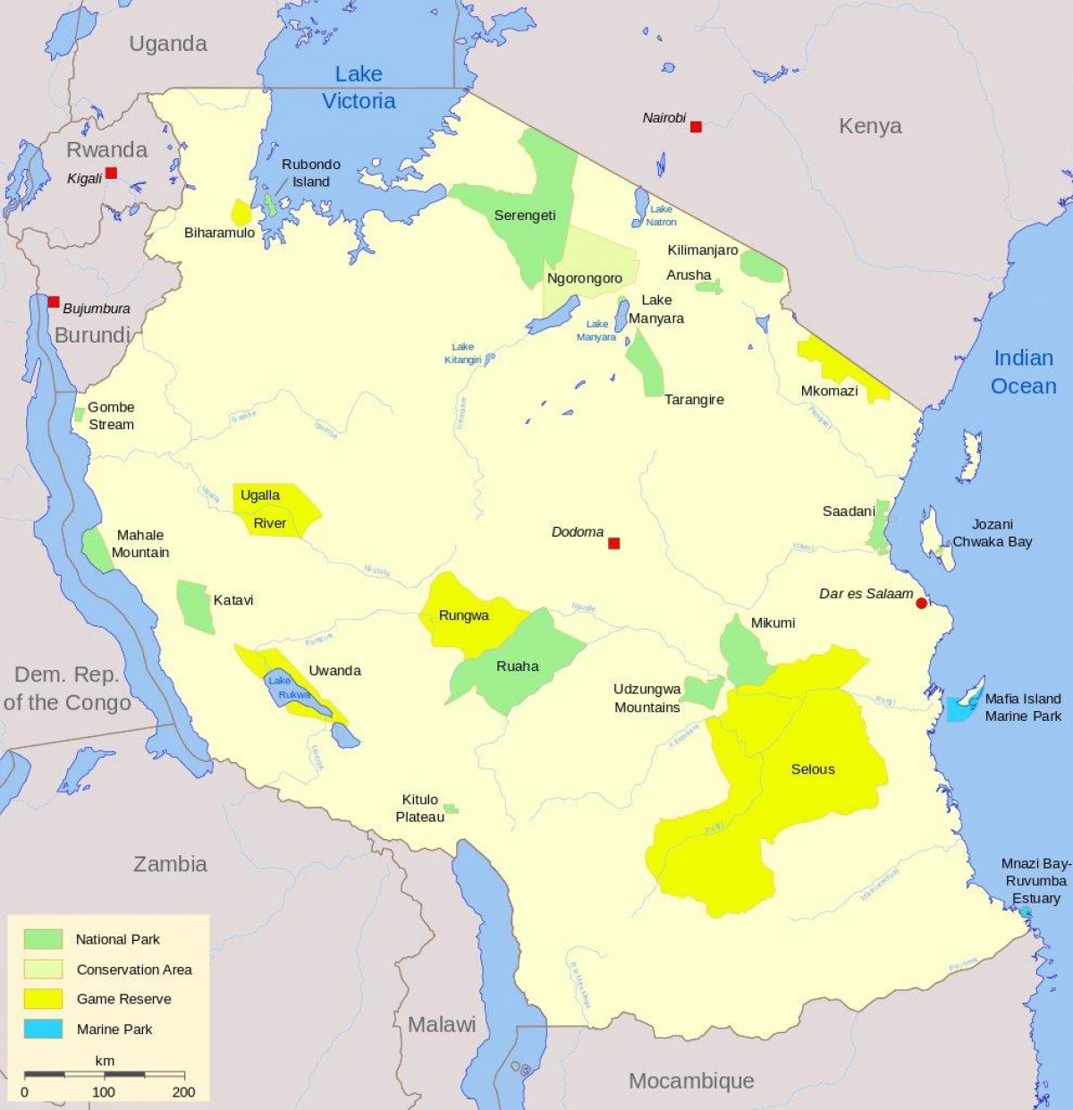 ramani ya tanzania taifa mbuga na hifadhi mchezo