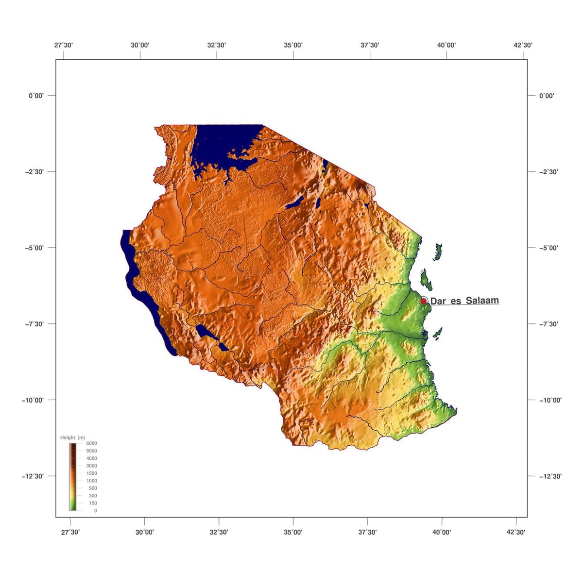 Ramani ya tanzania mwinuko