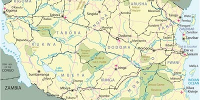 Tanzania vivutio vya utalii ramani